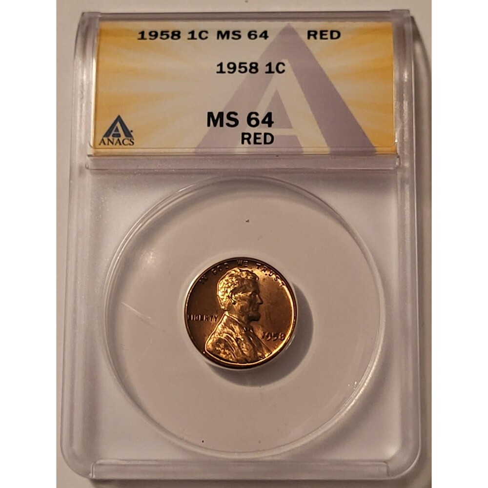 1958 Lincoln Wheat Cent MS64 RED ANACS